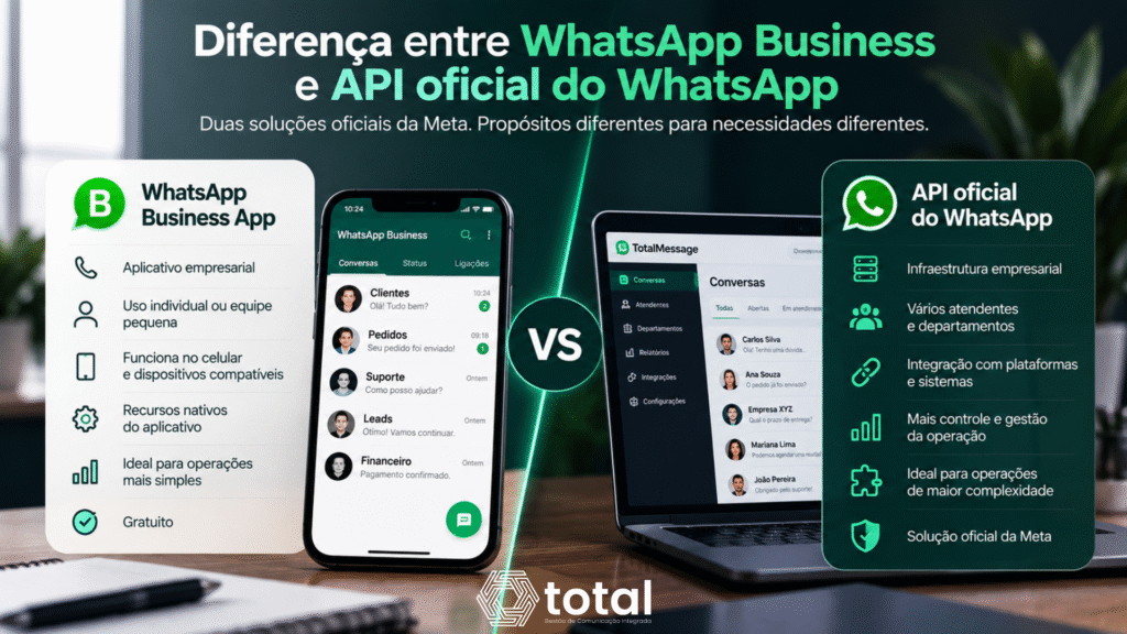 Diferença entre WhatsApp Business e API oficial do WhatsApp